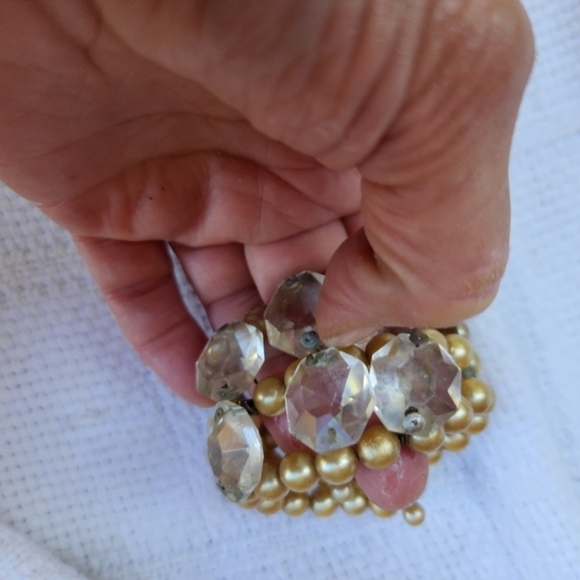 Vintage‎ Faux Pearl and Faceted glass bracelet - Picture 4 of 7